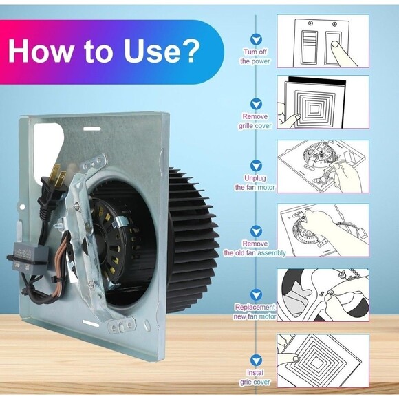 S97015157 Motor Assembly For Broan Nutone 680, 680FL, HD50 676-D/2676F-A MORE B6 - Picture 7 of 9